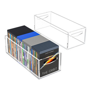 Simple Acrylic Clear DVD/CD Storage Box Desktop Acrylic 2 Packs Acrylic Storage Container for Booklets Video Game Cases