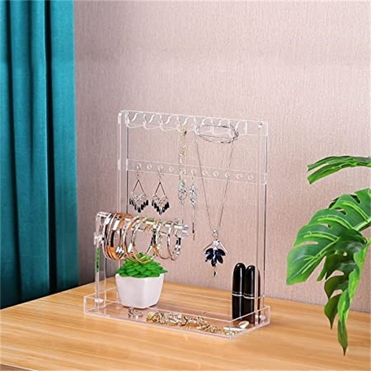 Stylish Jewelry Stand Holder Tree 4-Tier Necklace Earring Bracelet Ring Watches Hanging Organizer Acrylic Jewelry Display Tower