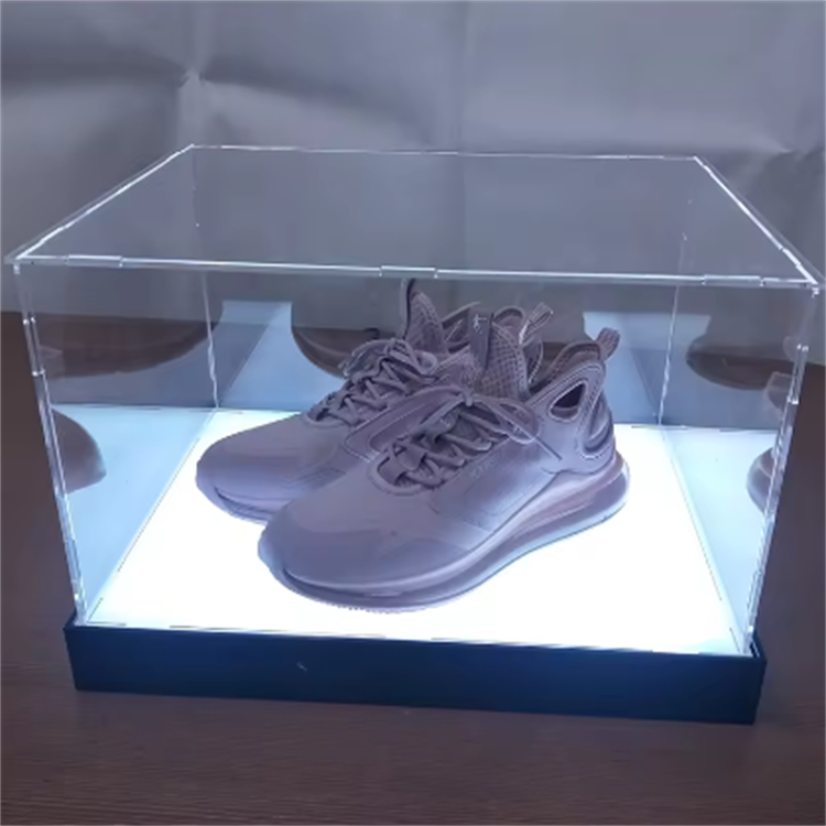 Self-Assembly Display Box Detachable Clear Acrylic Shoe Box Sneaker Shoes Case Shoe Display Box with LED lighting