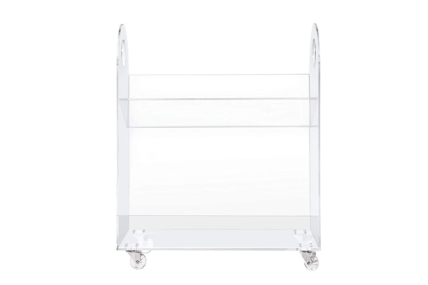 Simple Clear Acrylic Cart Bookcase with Wheels Furniture for Dinning Room Bar Hotel Trolley Rolling Carts