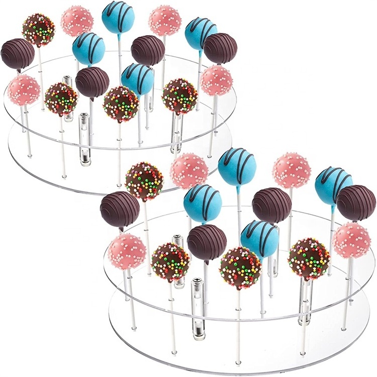 Exquisite Clear Acrylic Lollipop Display Holder Cake Pop Display Stand Acrylic Plastic Round Lollipop Stand Holder for Dessert