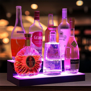 Custom 2 Tier LED Lighted Liquor Bottle Display Stand Lighted Liquor Bottle Display Shelf LED Beer Shelves Perspex Liquor Case