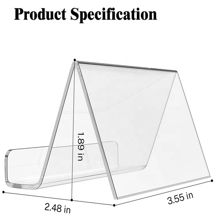 BOSN Clear Acrylic Business Phone Holder Card Display Clear Business Card Stand Rack for Organizer Desk Table Home Display