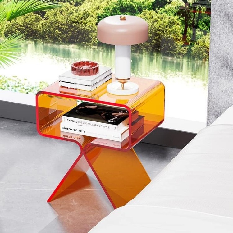 New Fashion Durable Orange Hotel Coffee Bedside Table Simple Nordic Bed Side Table