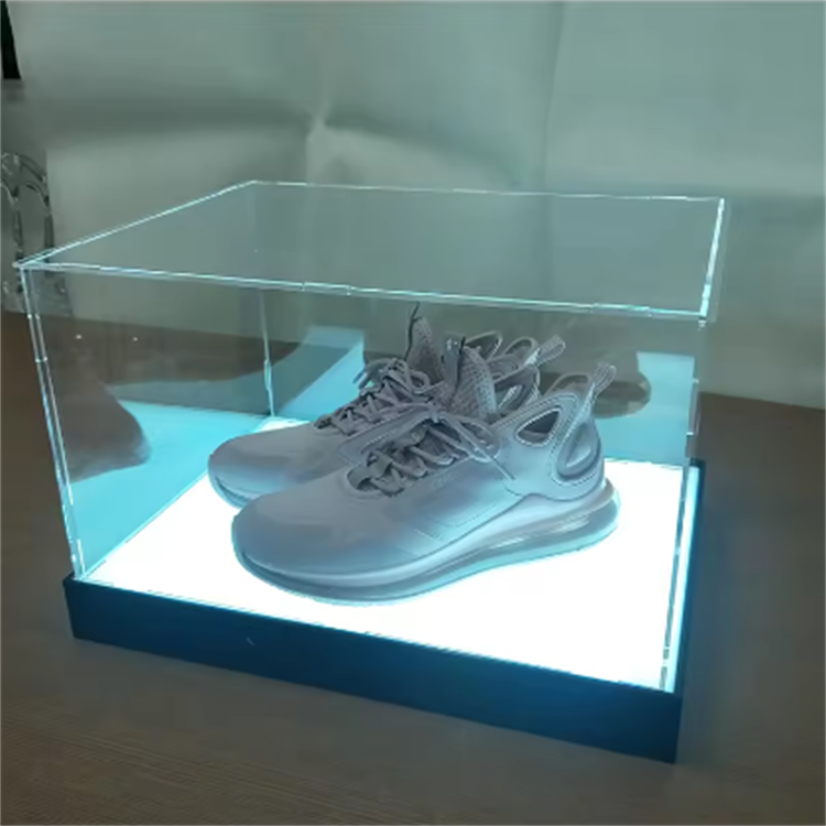 Self-Assembly Display Box Detachable Clear Acrylic Shoe Box Sneaker Shoes Case Shoe Display Box with LED lighting