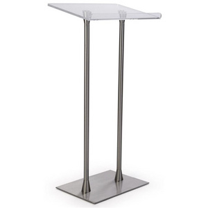 Simple Design Two-pole Clear Acrylic Podium With Steel Stand Acrylic Lectern Podium Pulpit for School Church