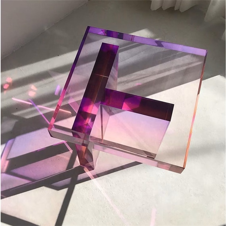 Modern End Table Acrylic Purple Nightstand Side Table Clear Perspex Coffee Table Home Decor Lucite Acrylic Stand Display