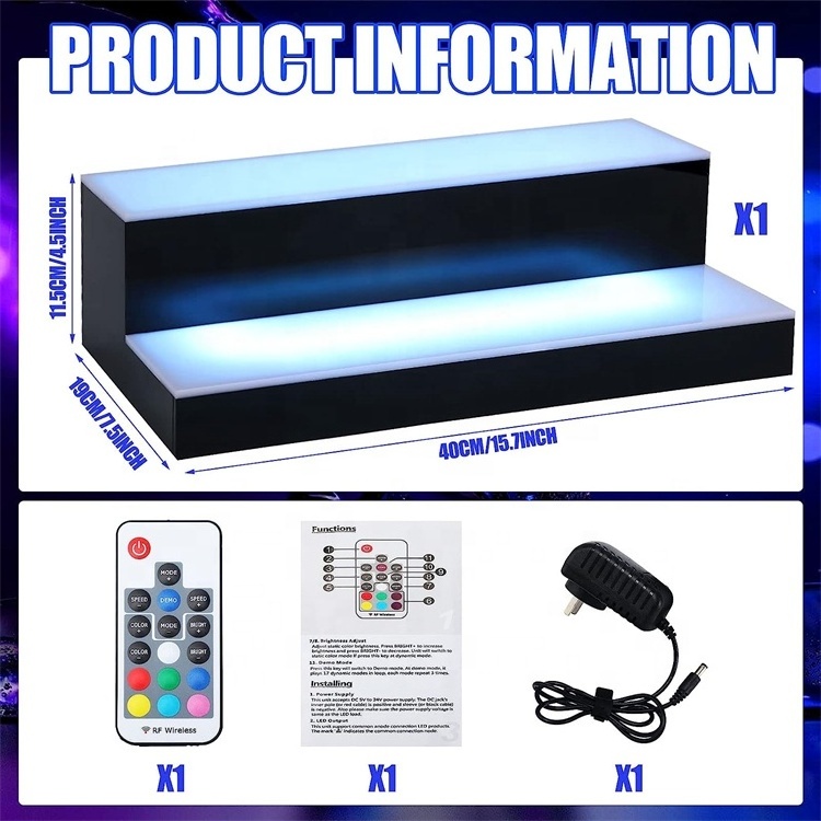 Custom 2 Tier LED Lighted Liquor Bottle Display Stand Lighted Liquor Bottle Display Shelf LED Beer Shelves Perspex Liquor Case