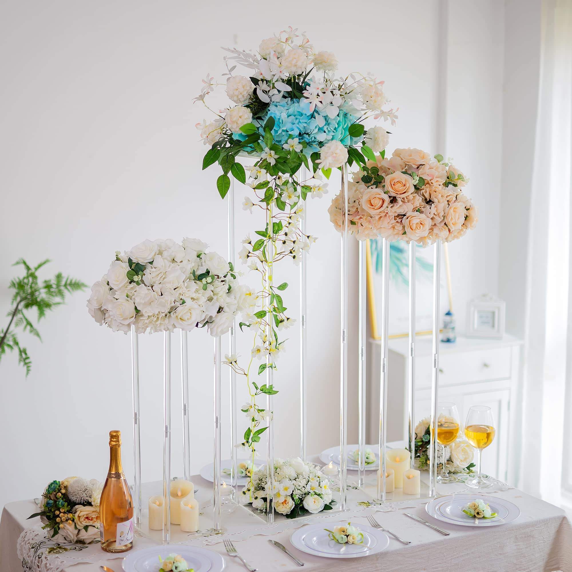 Tall Column Acrylic Flower Stand Clear Acrylic Vases Wedding Centerpieces Acrylic Display Racks