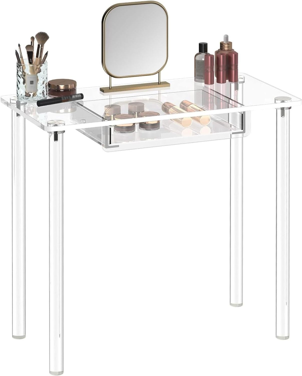 Acrylic Makeup Vanity Desk Clear Vanity Table with Drawer