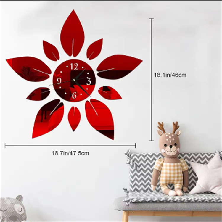 Modern Acrylic Flowers Digital 3D Large Wall Clock Mirror Stickers Self Adhesive Acrylic Mirror Wall Clock Decoration For Home