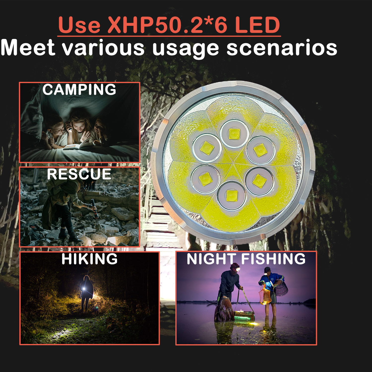 Ripsshine HF1 IP68 World's strongest flashlight 20000LM most rechargeable powerful Flood Tactical flashlight