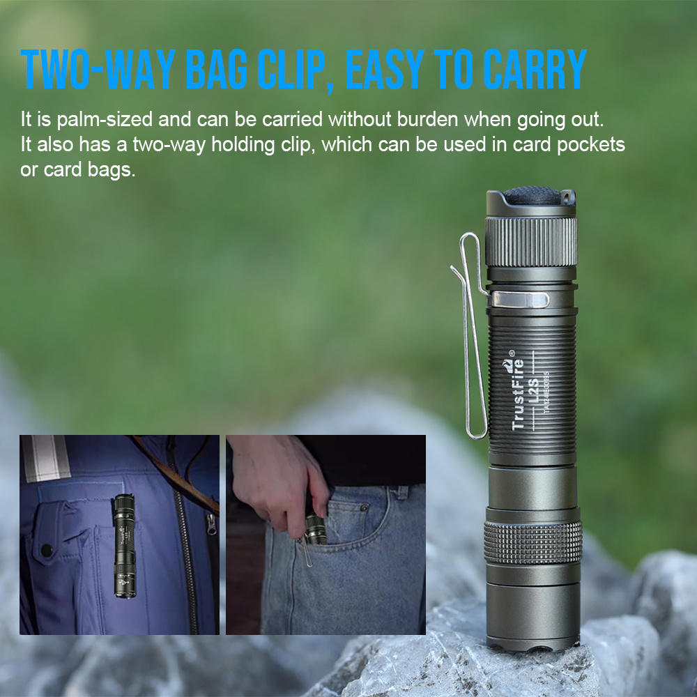 Ripsshine L2s AL6061-T6 Rechargeable Sports EDC Tactical LED Flashlight Pocket Torch Outdoor Industrial Use IP67 Battery Type AA