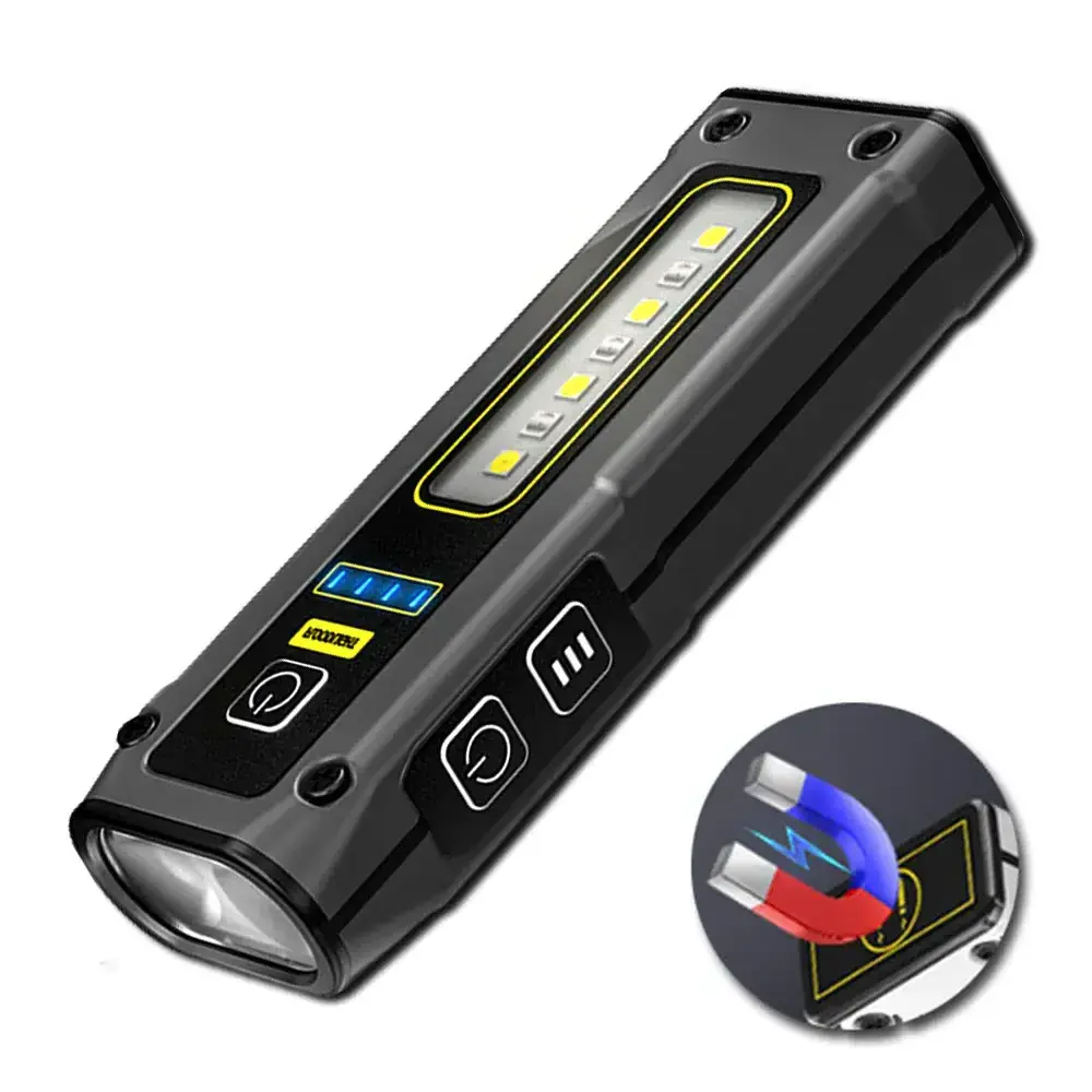 Ripsshine EL2R Super Bright MiniLED Power Pocket Torch USB Rechargeable EDC Magnetic Flashlight for Emergency LED Bulb Type