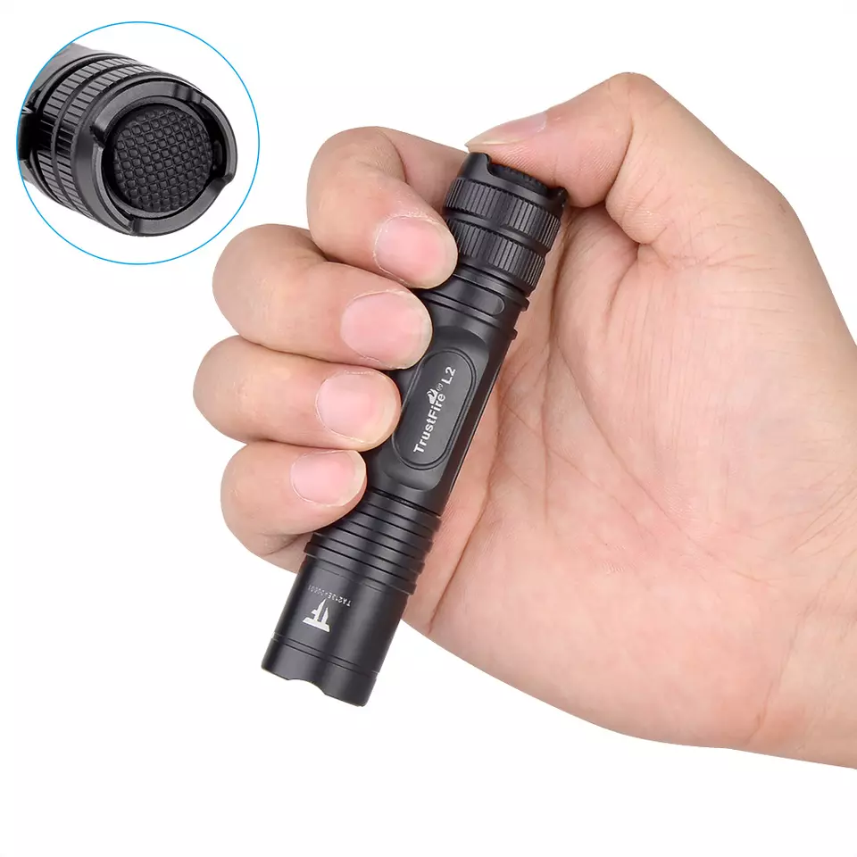 Ripsshine L2 1000LM Rechargeable Tactical LED Flashlight Waterproof IPX8 EDC Pocket Light with AA Battery Aluminum Body