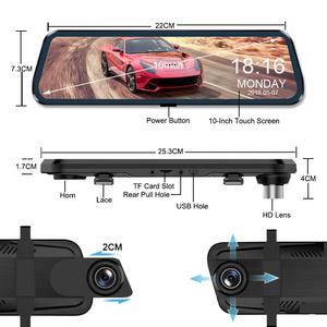 2K Dual lens Car recorder 10-inch Full Screen 1080P Streaming Media Car DVR with GPS Night Vision Car Dash Camera