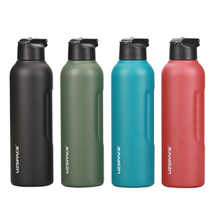 UZSPACE new arrival 550ml stainless steel metal insulated thermos vacuum sport  portable water bottle bulk for travel with straw