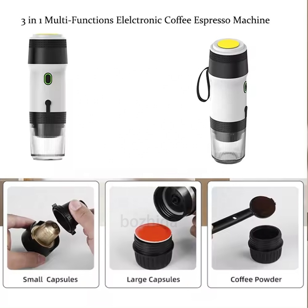 Electric Travel Espresso Machine Portable self heating American Coffee latte Maker Compatible with Coffee powder and Capsules