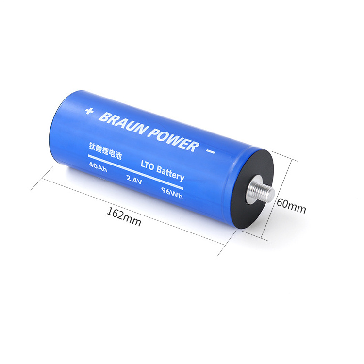 Cylindrical 2.4V Lithium Titanate Battery 60Ah Lto Battery Braun Lto