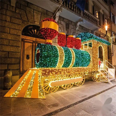 Outdoor Commercial Park Street Decoration Customized LED Train Motif Christmas Landscape Giant Christmas Train Light