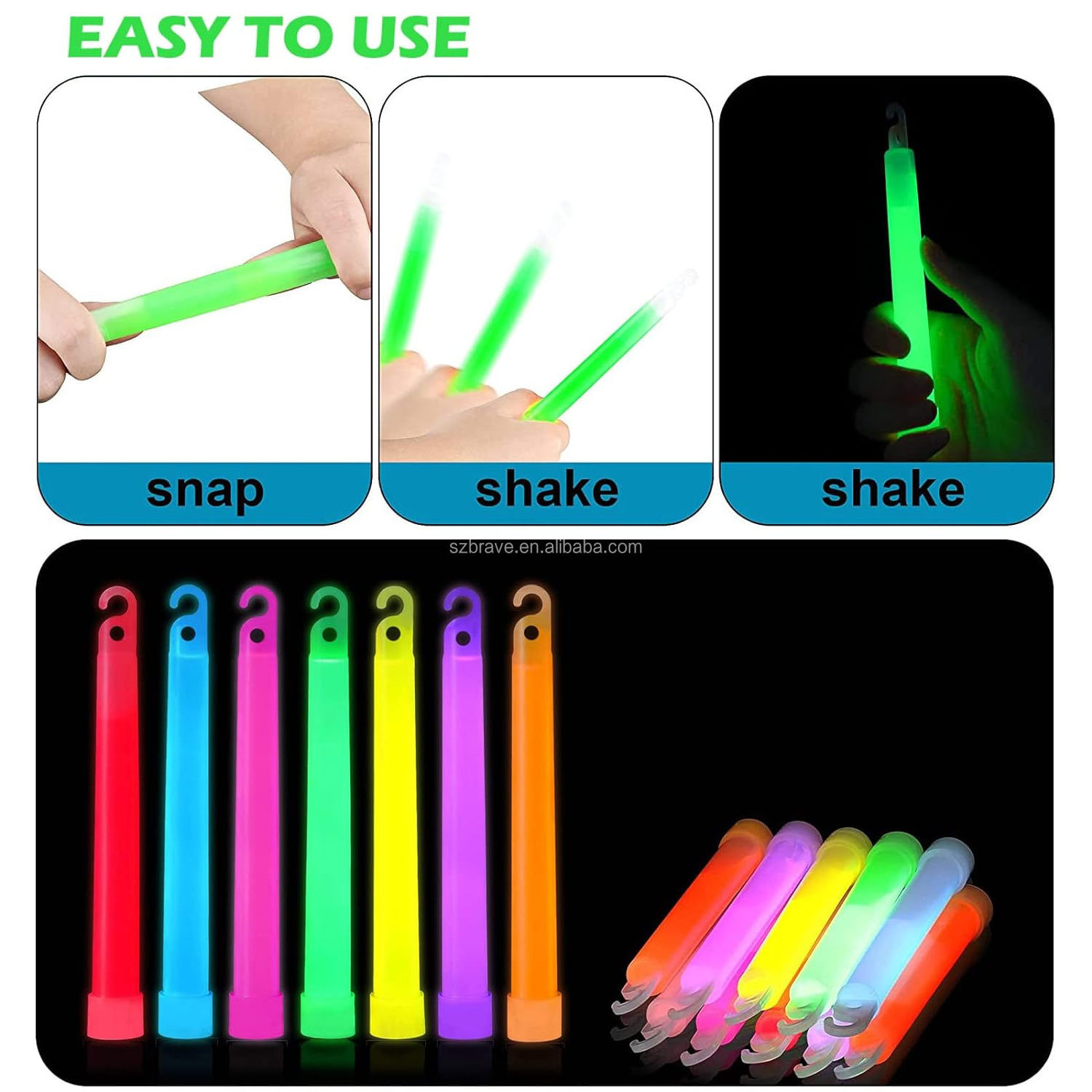 Waterproof Long Lasting Ultra Bright 6 Inch Glow Sticks Camping Emergency Bright Chem Glow Sticks with 12 Hour Duration