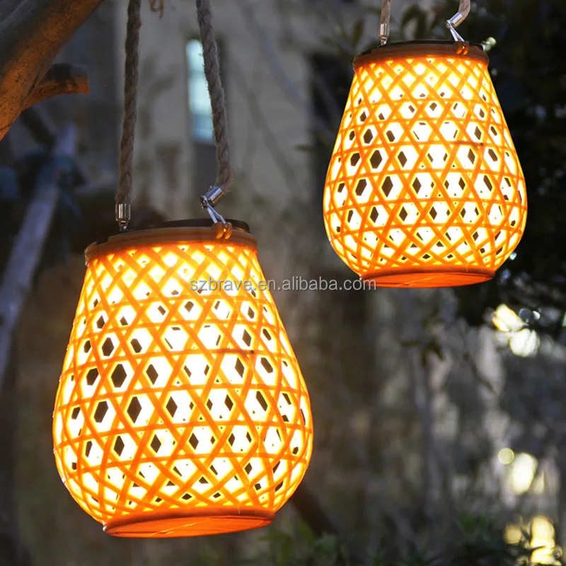 Outdoor light Solar garden hanging hand light decorative garden atmosphere floor bamboo woven outdoor lawn dew lamp