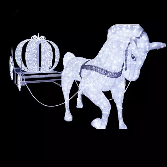 IP65 Rated 24V LED Acrylic Christmas Sleigh Santa Claus Reindeer Carriage Motif Light for Holiday Landscape Decorations