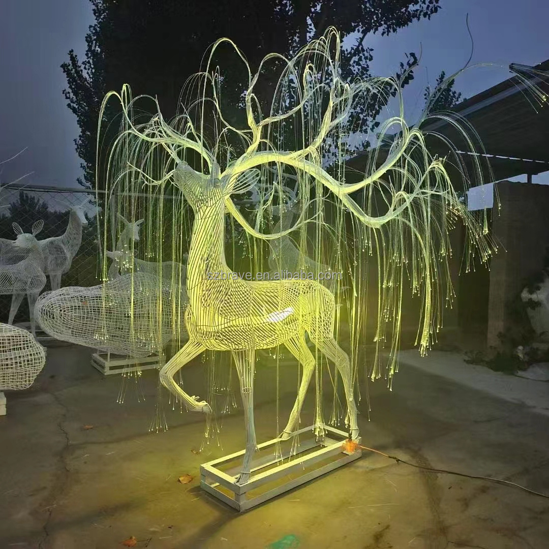 2024 Commercial Outdoor Waterproof Christmas Display 3D Giant Reindeer Motif Light Street Sculpture Decoration LED Light