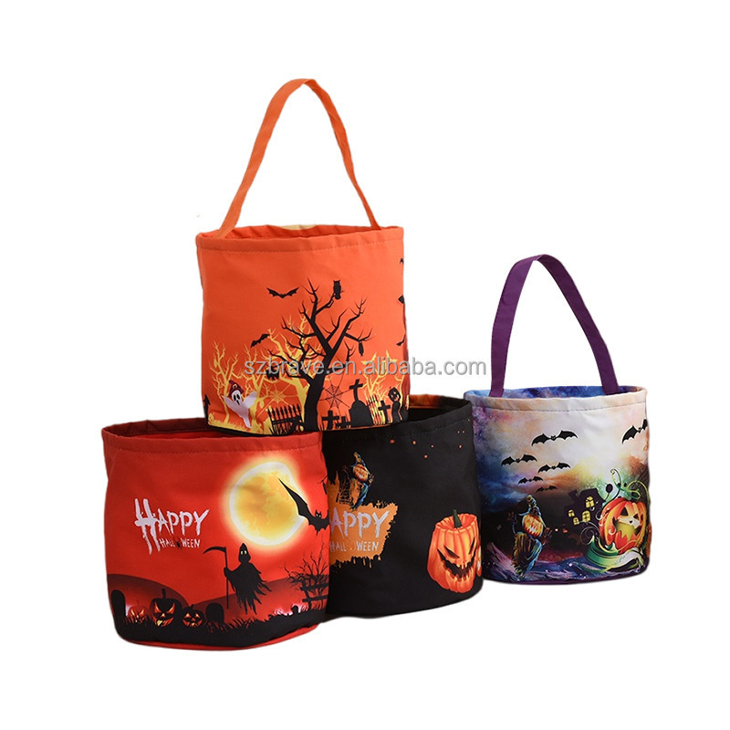 New Arrival Glowing Halloween Party Supplies Personalized Light Up Pumpkin Halloween Basket Kids Trick Candy Bag