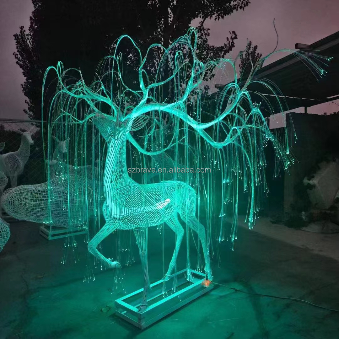 2024 Commercial Outdoor Waterproof Christmas Display 3D Giant Reindeer Motif Light Street Sculpture Decoration LED Light