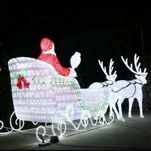 IP65 Rated 24V LED Acrylic Christmas Sleigh Santa Claus Reindeer Carriage Motif Light for Holiday Landscape Decorations