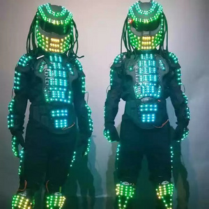 Color Changing Rave Stage Glowing Dance Performance Wear LED Robot Costume LED Flashing Predator Lighted Party Costume