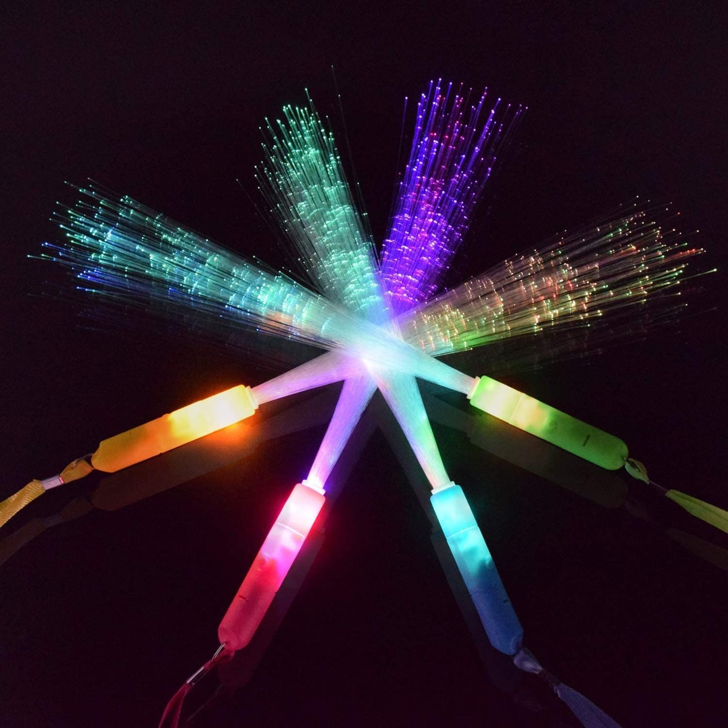 Battery Operated Fiber Optic Light Wand Stick Led Flashing Sticks Glow Wands Fiber Optic Wands for Party Favors