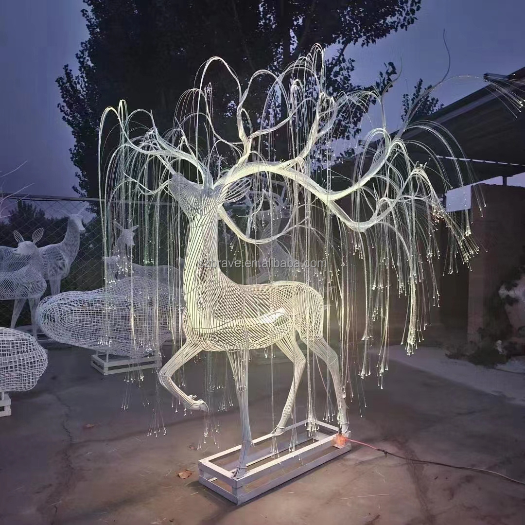 2024 Commercial Outdoor Waterproof Christmas Display 3D Giant Reindeer Motif Light Street Sculpture Decoration LED Light