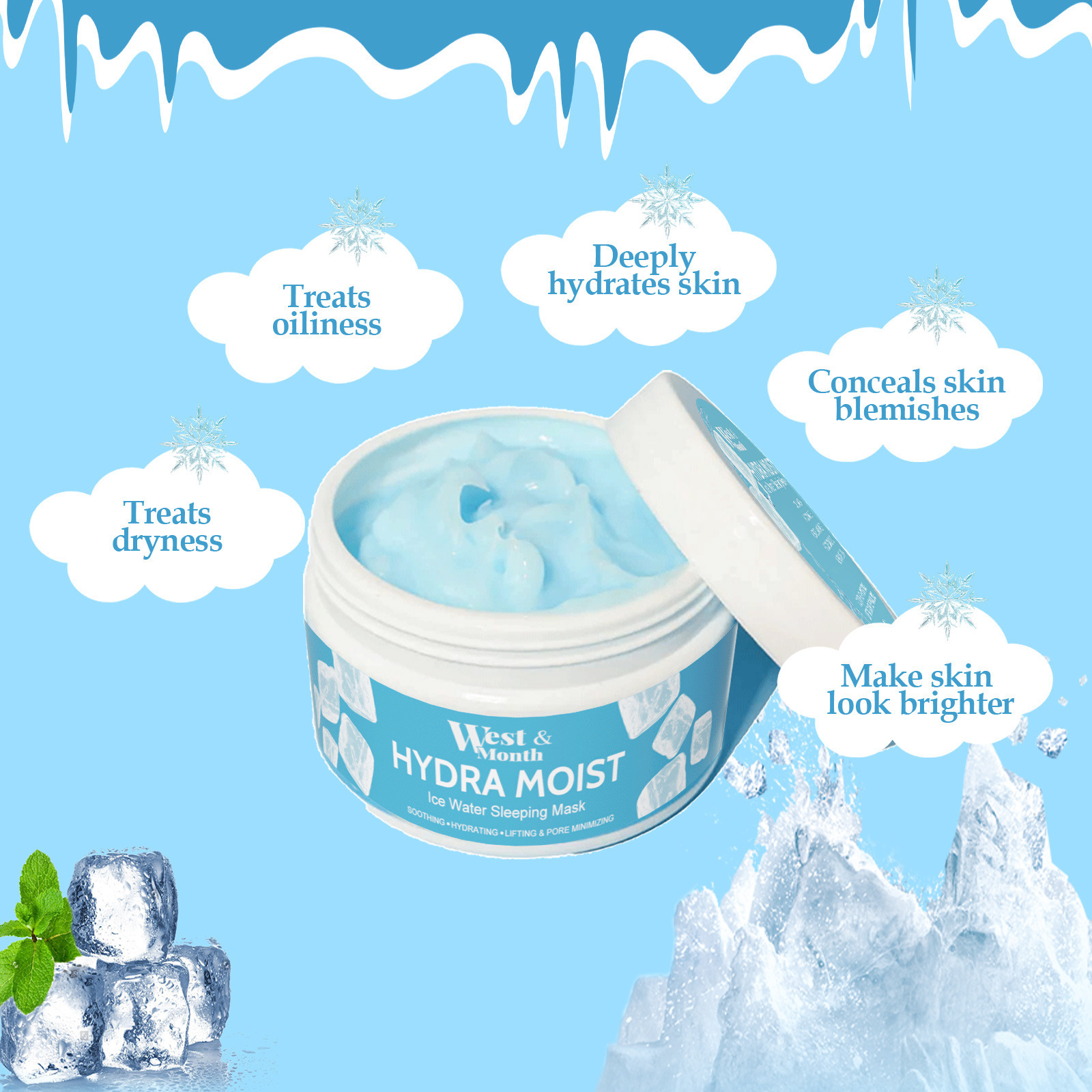 2023 top seller Night Sleeping Masque Sleep Moisturizer Hyaluronic Acid Face Masque Dry Skin Care Ice Water mask