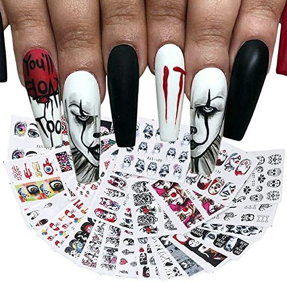 OEM&ODM Halloween Nail Art Stickers Decals Self-Adhesive Spider Web Skull Bat Ghost Witch Nail Art Design Decoration Accessories