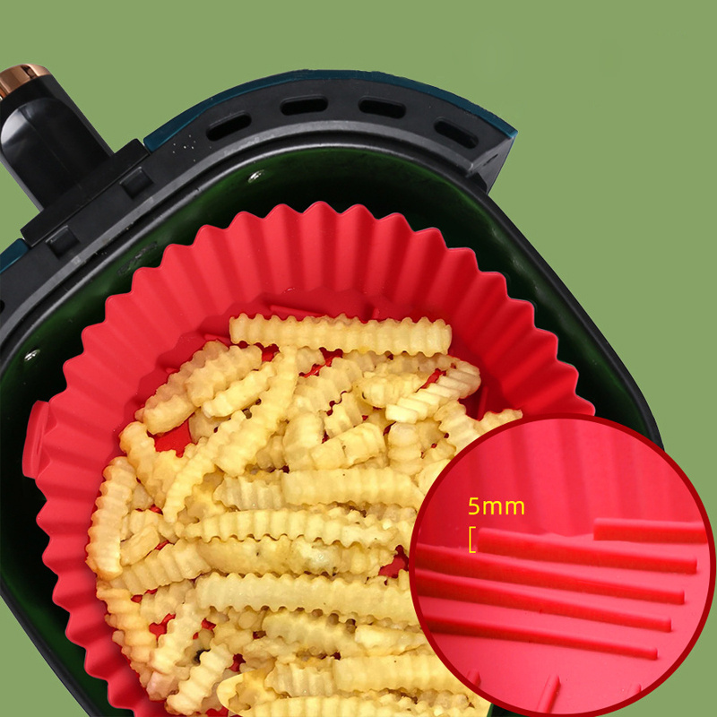 Popular Reusable Air Fryer Silicone Basket Silicone Oven Baking Tray Pizza Fried Chicken Basket Silicone Molds for Air Fryer