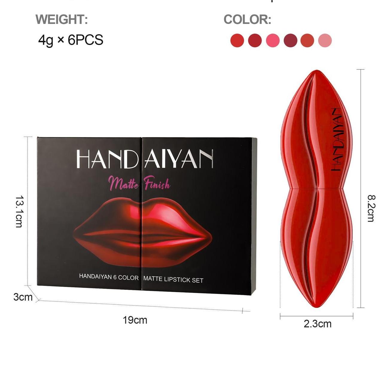 HANDAIYAN Matte Lipstick Set Easy To Color 6 Colors/box Makeup Set Matte Velvet Lip Stick Kit Waterproof Lips Cosmetics Make Up