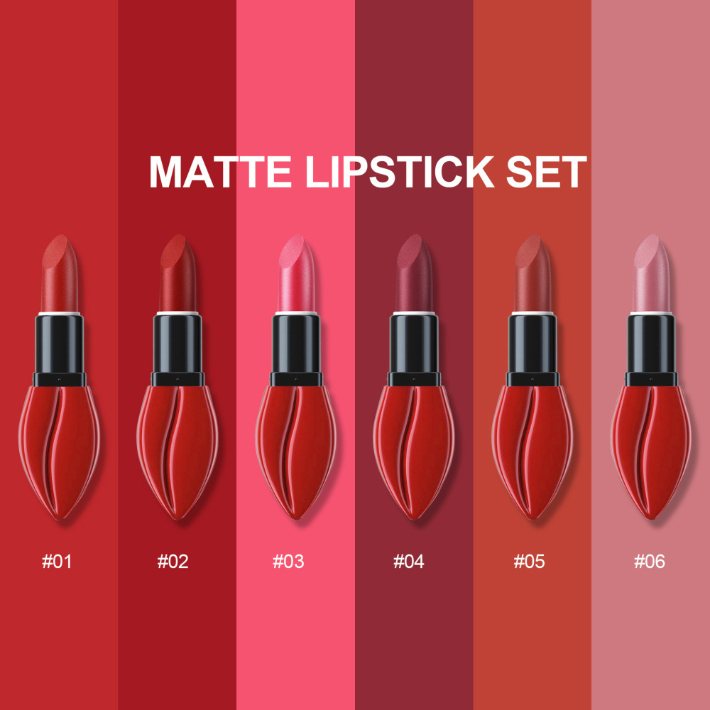 HANDAIYAN Matte Lipstick Set Easy To Color 6 Colors/box Makeup Set Matte Velvet Lip Stick Kit Waterproof Lips Cosmetics Make Up