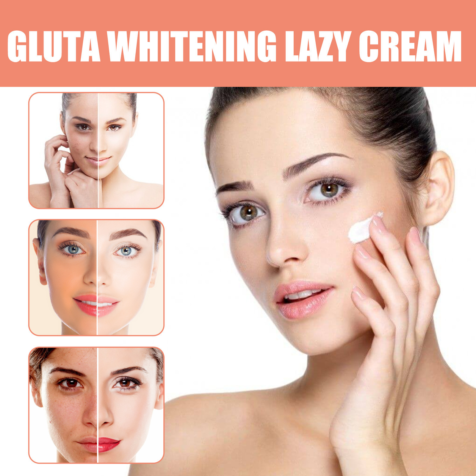 Gluta Whitening Lazy Cream Brighten Moisturizing Fade Melanin Resist Oxidation Firming Rejuvenation Lifting Repair Cream