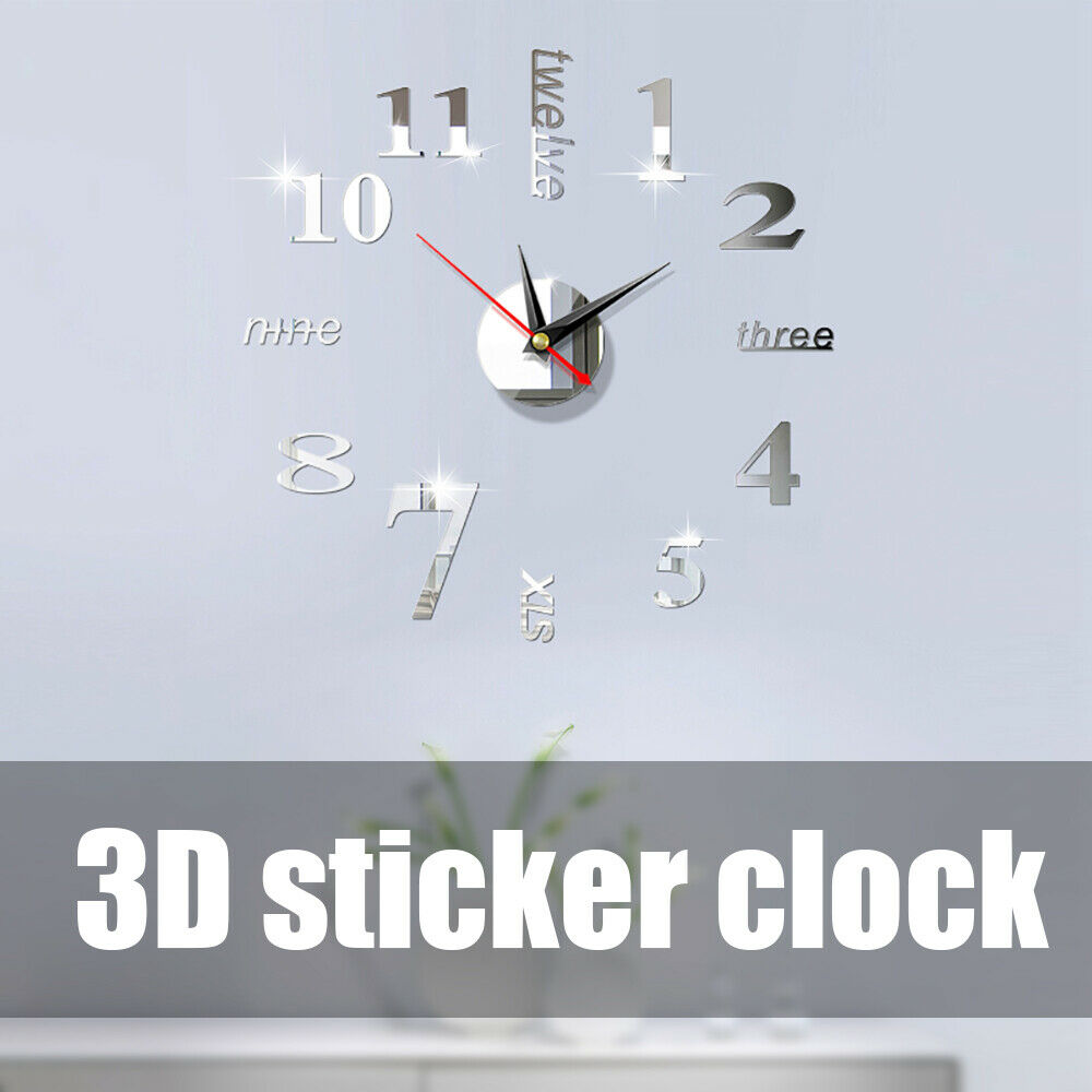 120CM silent DIY digital wall clock Living room office wall decoration frameless acrylic 3D luminous wall clock