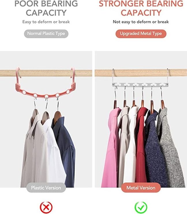 Metal Magic Hangers Space Saving Hangers Stainless Steel Magic Multifunctional Hanger for Wardrobe