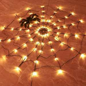 LED Giant Halloween Spider Web lights for Indoor Outdoor Halloween Decoration Party Garden Yard Haunted House Decoration