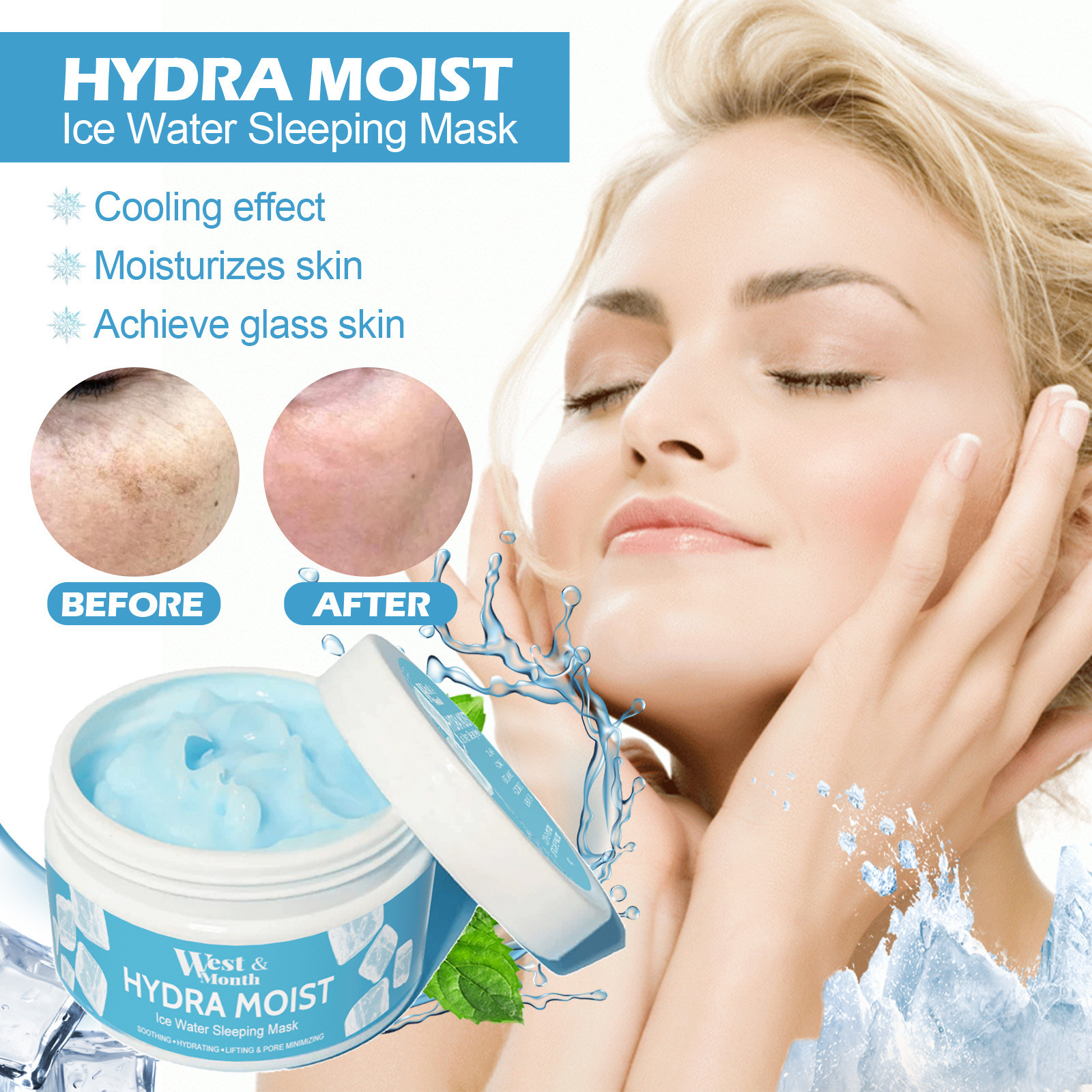 2023 top seller Night Sleeping Masque Sleep Moisturizer Hyaluronic Acid Face Masque Dry Skin Care Ice Water mask