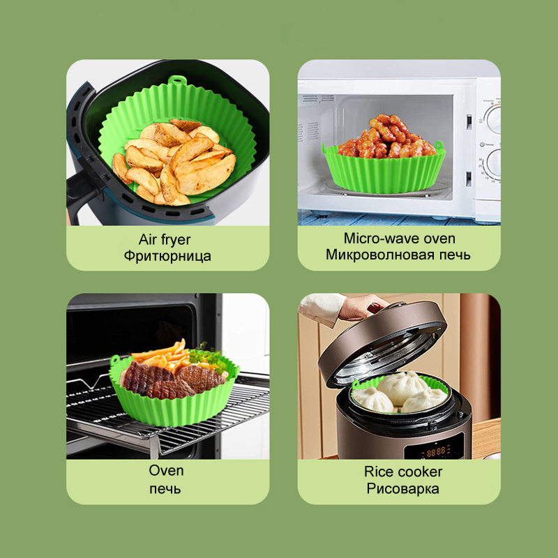 Popular Reusable Air Fryer Silicone Basket Silicone Oven Baking Tray Pizza Fried Chicken Basket Silicone Molds for Air Fryer