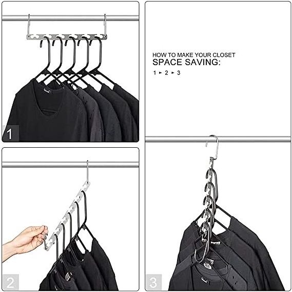 Metal Magic Hangers Space Saving Hangers Stainless Steel Magic Multifunctional Hanger for Wardrobe