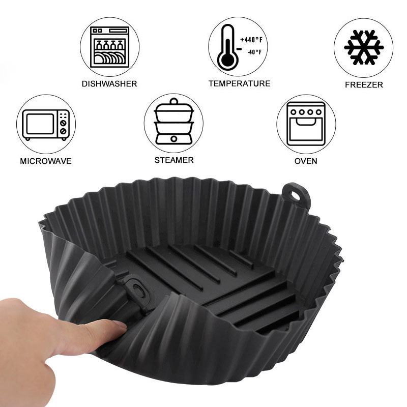 Popular Reusable Air Fryer Silicone Basket Silicone Oven Baking Tray Pizza Fried Chicken Basket Silicone Molds for Air Fryer