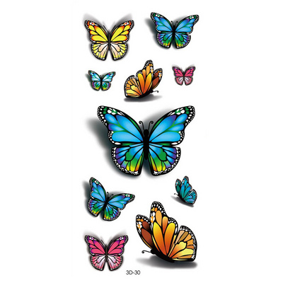 Women Body Art Tattoo Sticker 3D Butterfly Rose Flower Tattoo Waterproof Halloween Gift Temporary Tattoos Sticker