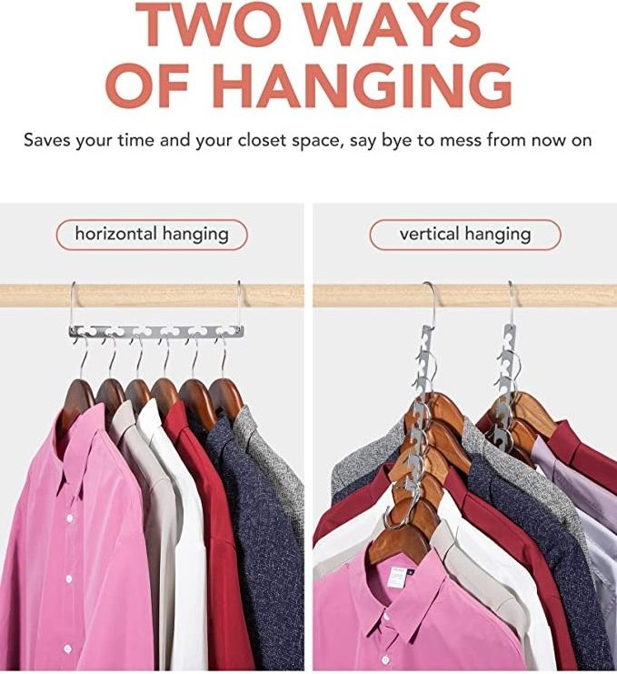 Metal Magic Hangers Space Saving Hangers Stainless Steel Magic Multifunctional Hanger for Wardrobe