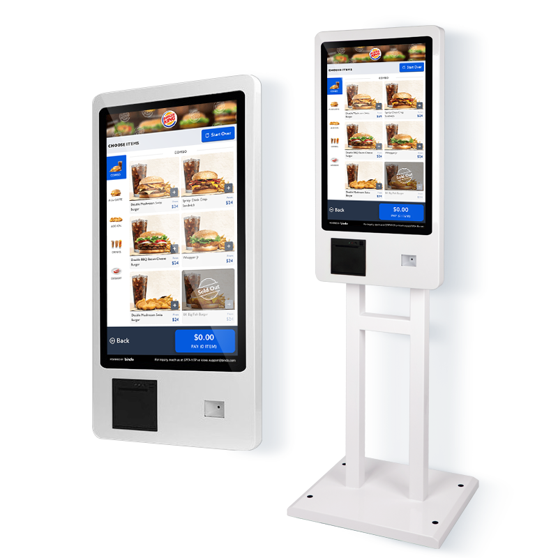 23.6 27 32 inch Fast Food Restaurant All In One Touch Self Service  Payment Machines Kiosk For Restaurant KFC